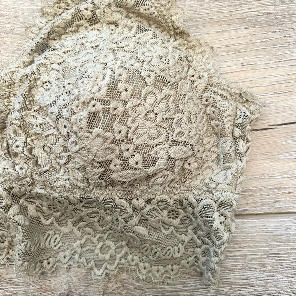 Aerie Lace Bohemian Bralette Mossy Green Sz Medium Adjustable Fairy Cotton - Picture 3 of 9